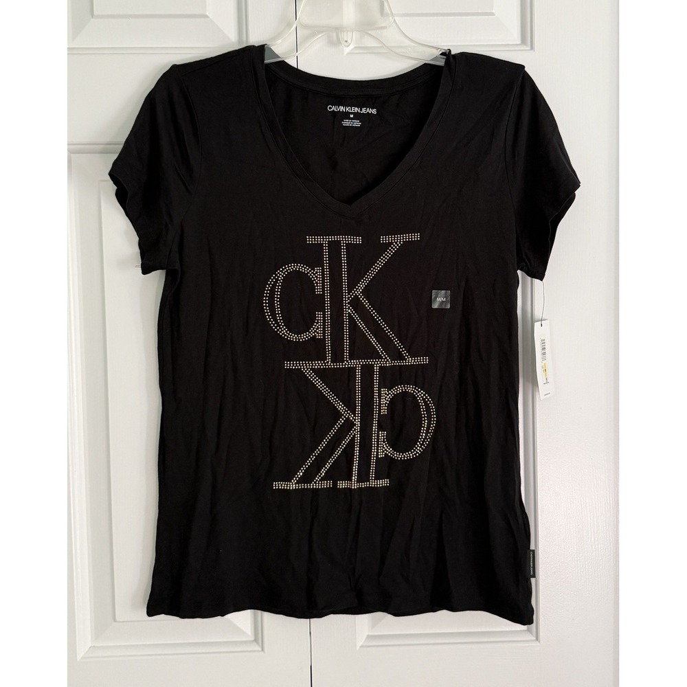 Calvin Klein Jeans Shirt Medium Rhinestones New W/tag